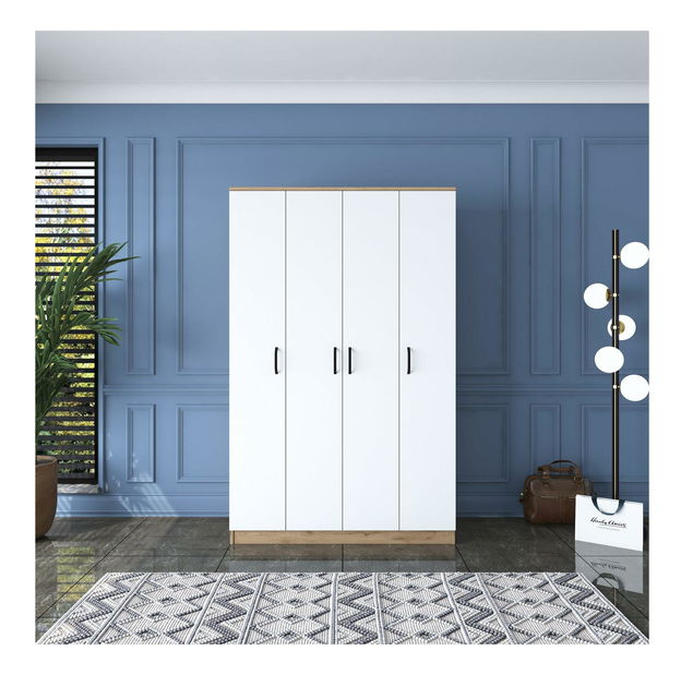 Šatní skříň Bafaretta 16 (ořech + bílá)