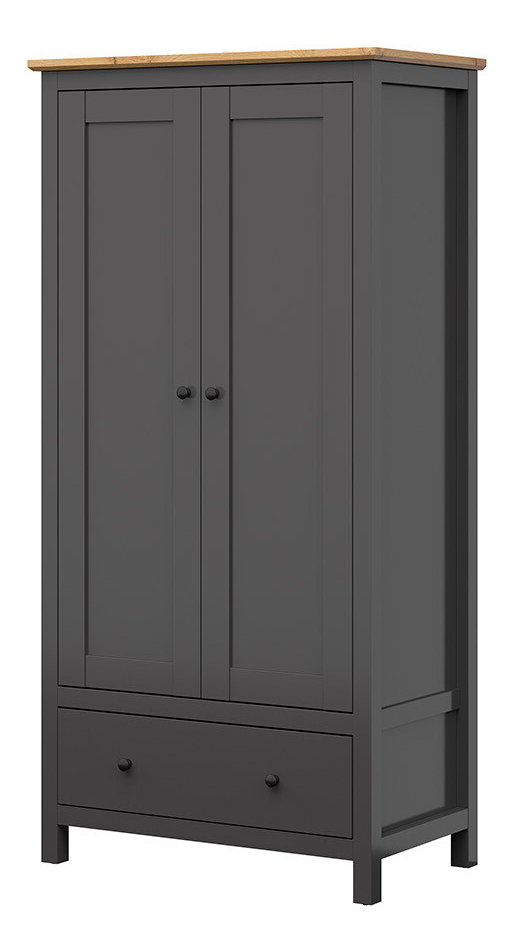 Šatní skříň BRW Hesen SZF2D1S/20/10 (grafit + dub artisan)