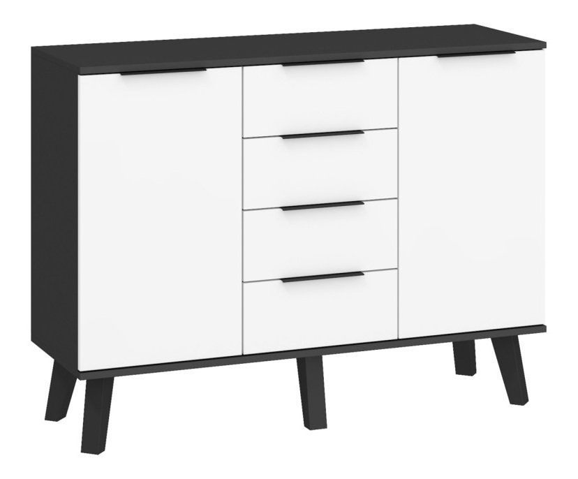 Komoda Shela SVN-02 (černý + bílý lesk)