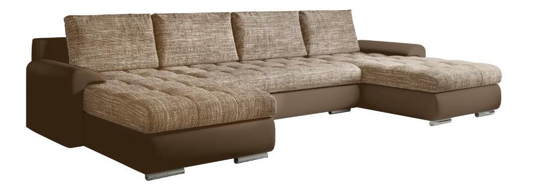 Rohová sedací souprava U Tuzzo (ekokůže hnědá + hnědý melír)