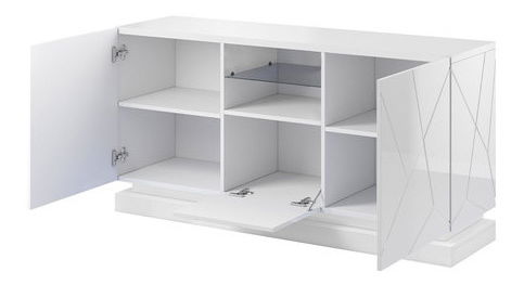 Komoda Aura 2D1K (černá + černý lesk)