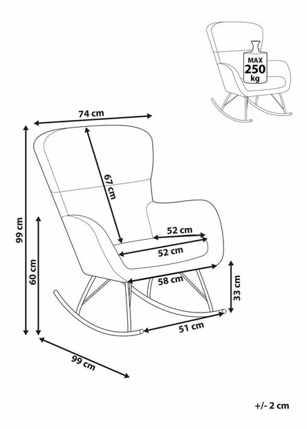 Houpací křeslo Andrine (bílá + zlatá)