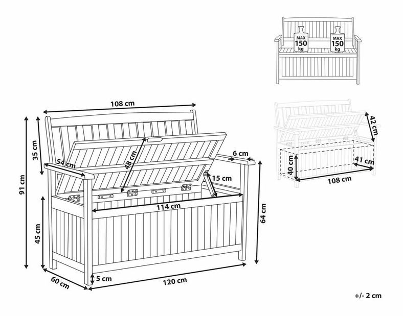 Zahradní lavice SEVENE (hnědá)