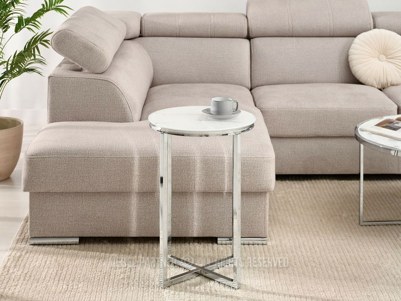 Konferenční stolek Calvis (bílý mramor + chromová)