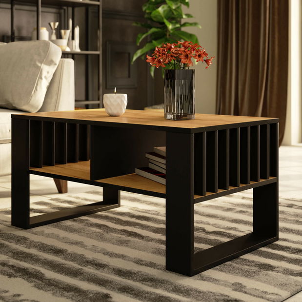 Konferenční stolek Renunciara (dub craft + černá)