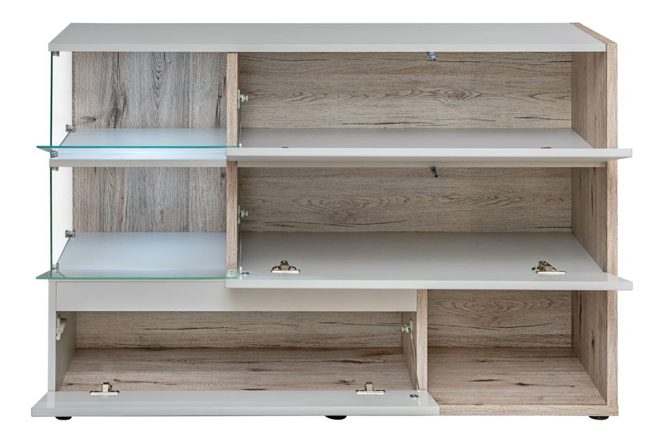 Vitrína Seghill 28 DWPG SKS (perlově šedá + dub wellington)