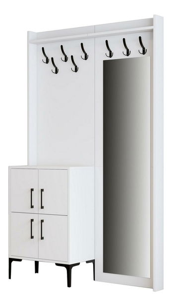 Předsíňová stěna Betina BC (bílá) (se zrcadlem)