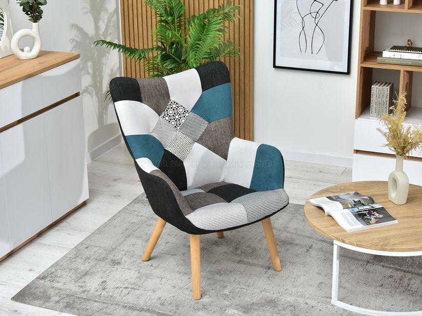 Křeslo Nutri (patchwork + černá)