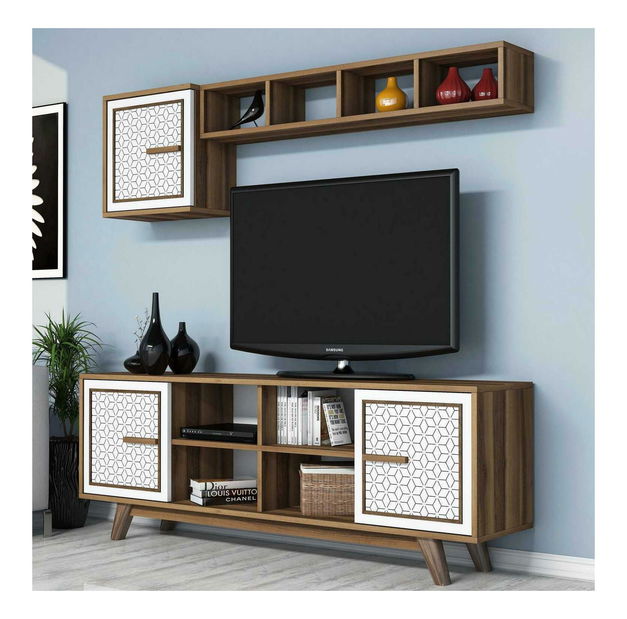 Obývací stěna Aysha (ořechová + bílá)