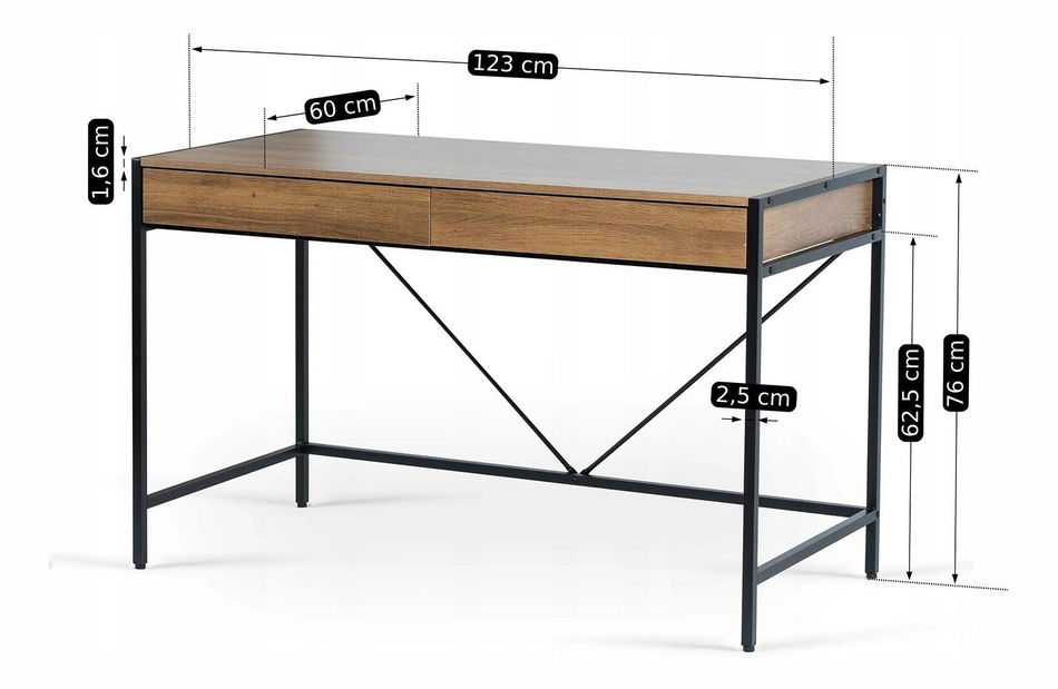 Psací stolek Azisa (ořech + černá)