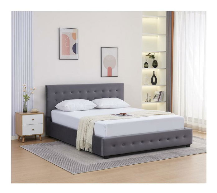 Manželská postel 160 cm Marcaje (šedá) (s roštem) (s úl. prostorem)