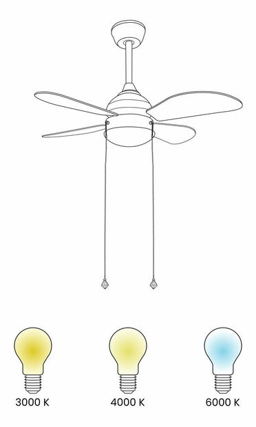 Stropní ventilátor se světlem Devora (černá)
