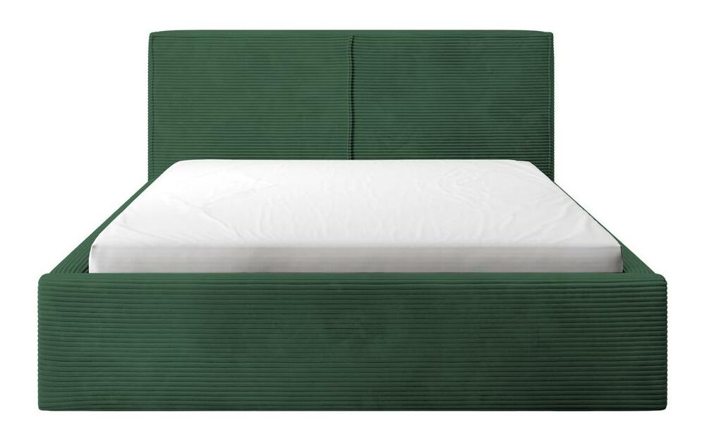 Manželská postel 160 cm Fatime (s roštem) (s úl. prostorem) (tmavě zelená + černá)