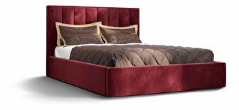 Manželská postel 140 cm Ocie (bordó) (s roštem a úložným prostorem)