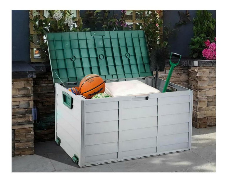 Zahradní úložný box Korta (šedá + zelená)