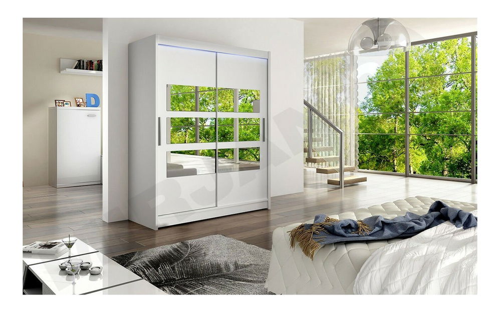 Skříň s posuvnými dveřmi Primrose VII (bílá) (osvětlení LED RGB barevné) *výprodej