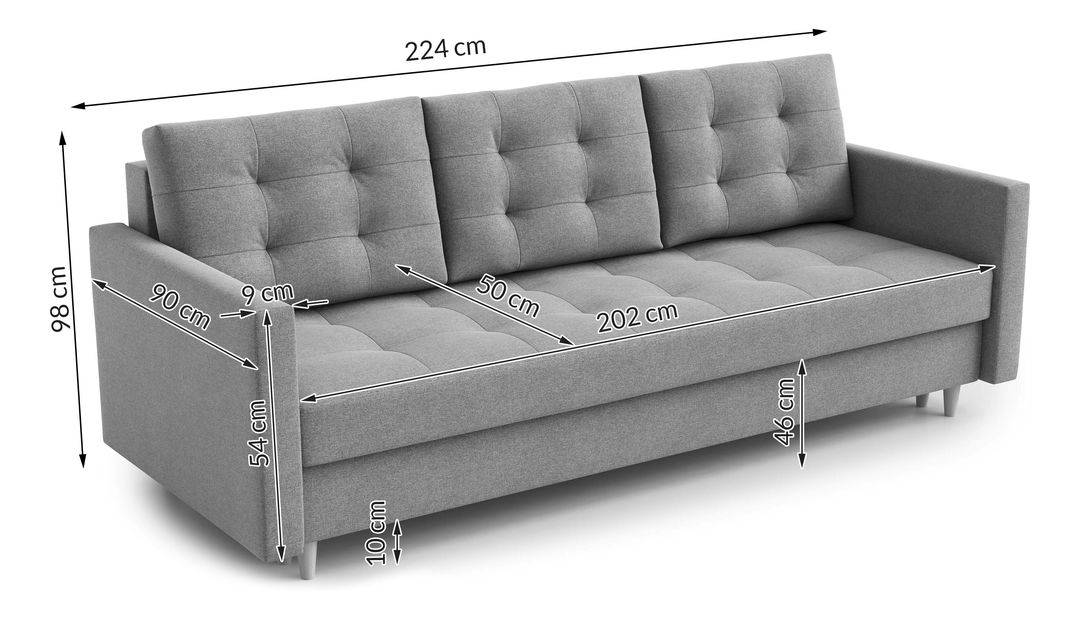 Pohovka třísedačka Saveta (tmavě šedá)