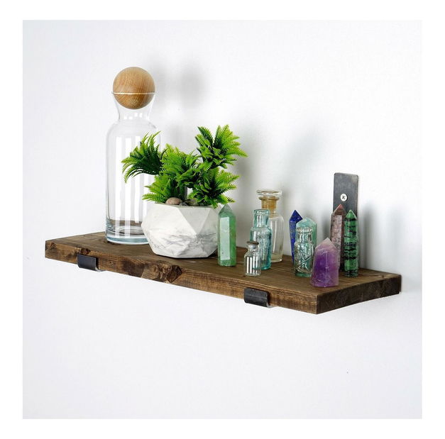 Dekorativní nástěnná police Dupone 10 (ořech + černá)