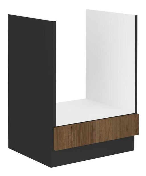 Dolní kuchyňská skříňka na vestavný sporák Manana 60 D GAZ BB (korpus: černá matná + fronta: ořech okapi)