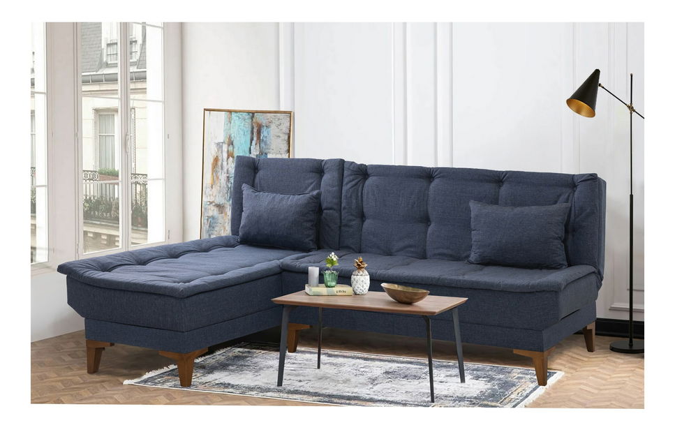 Rohová sedací souprava Santic (tmavě modrá)