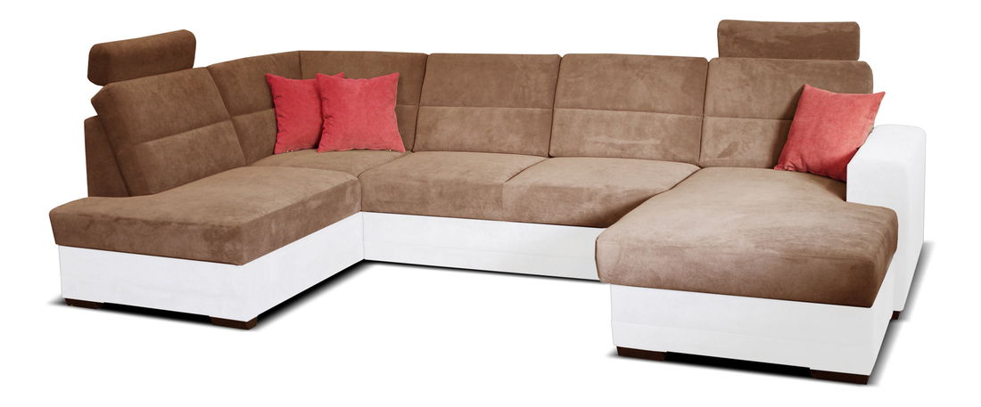 Rohová sedací souprava U Nelson LB+2+L (hnědá + bílá) (P)