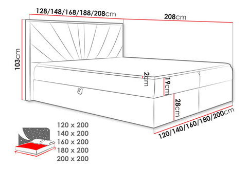 Kontinentální postel Madaris 7 (dub lancelot + béžová) *bazar