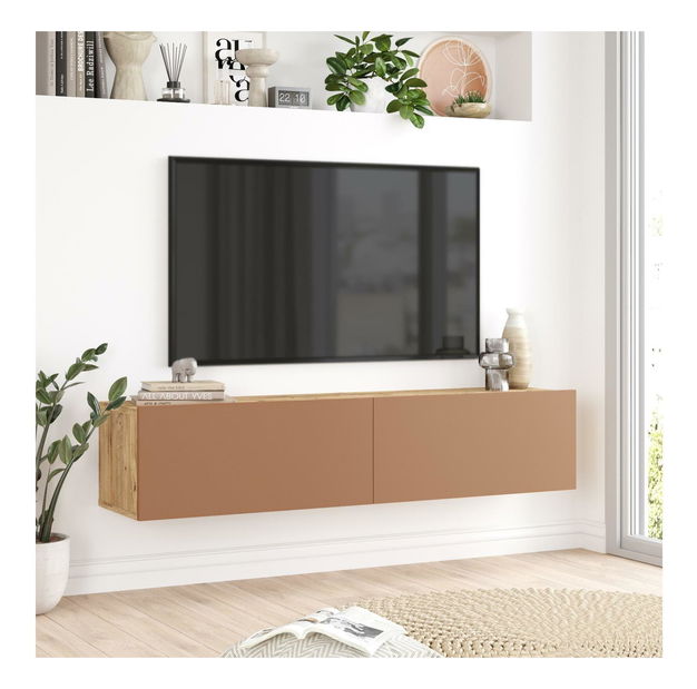  TV stolek/skříňka France 10 (borovice atlantická + cihlová)