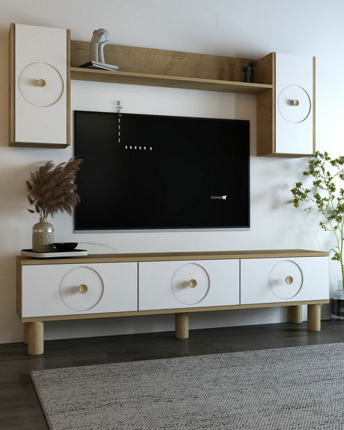 Obývací stěna Dentialo (dub + bílá)