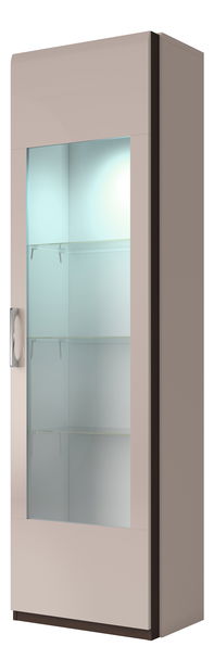 Vitrína Melia Typ 06 (šedá písková + dub sonoma tmavá + šedý pískový lesk)