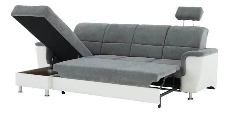 Rohová sedací souprava Stan malá (bílá + šedá) (L)