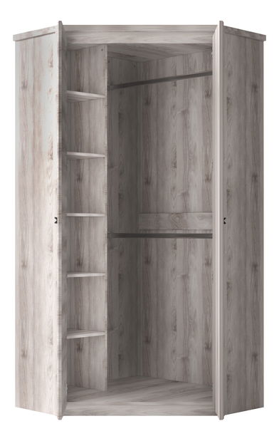 Rohová šatní skříň Jolene 2D (kaštan nairobi)