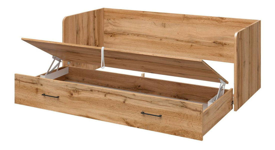 Jednolůžková rozkládací postel 80 cm BRW Tetrix 13 (dub wotan) (s úl. prostorem)