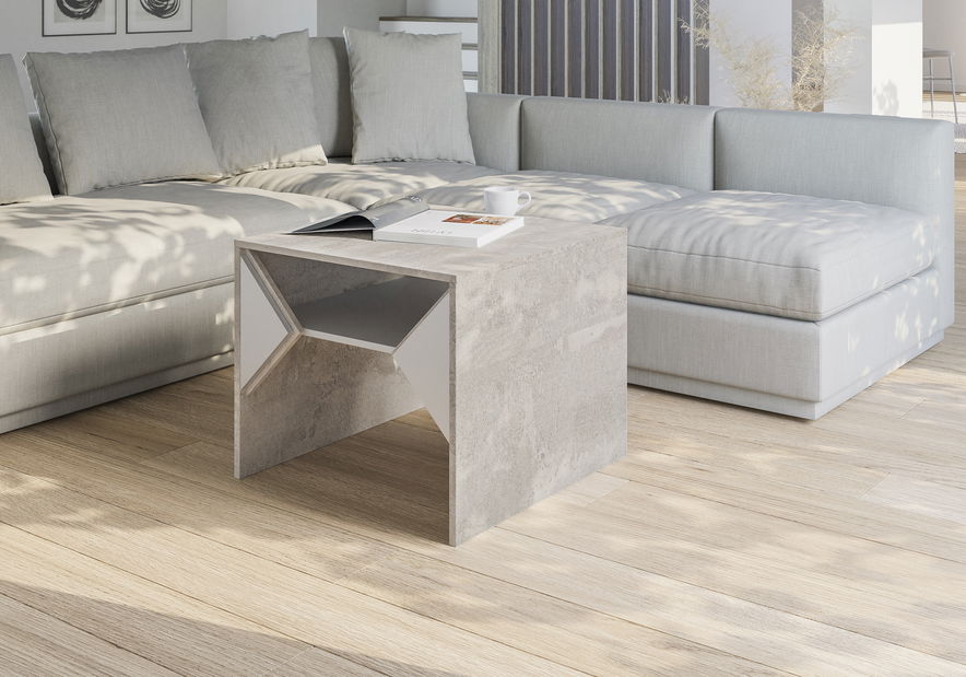 Konferenční stolek Tonfir (světle šedá + lesk bílý)