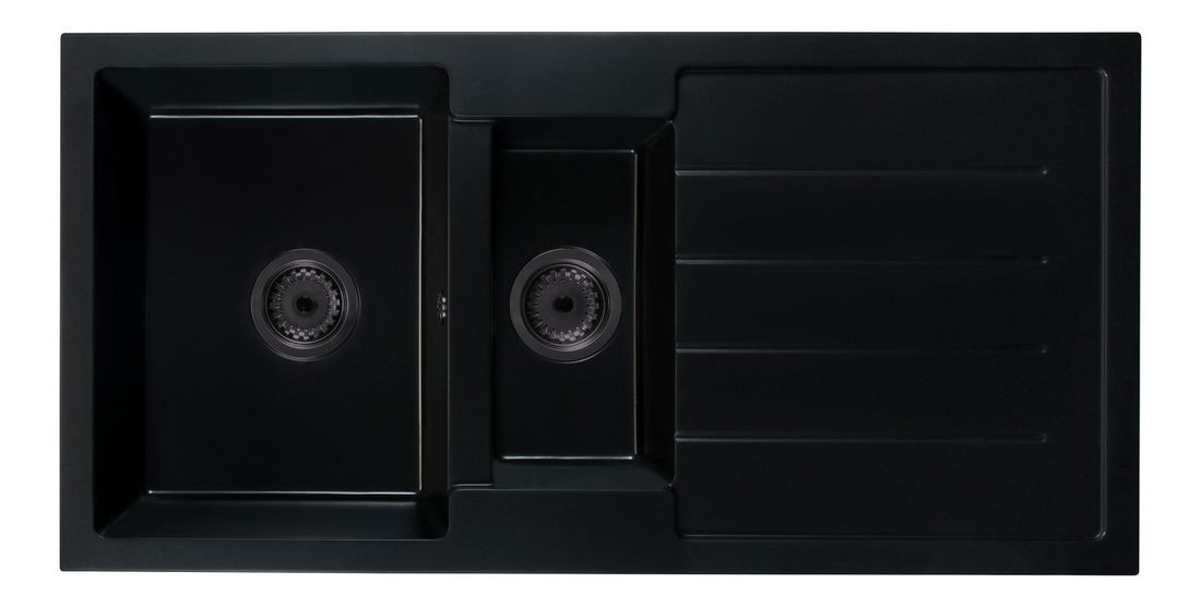 Kuchyňský dřez Yuxur (černá) (se 2 otvory pro baterii) (P)