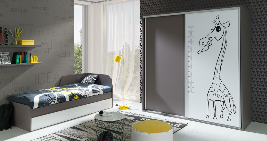 Jednolůžková postel 80cm Irlam Z22 (šedá + lesk bílý) (s roštem) (s úl. prostorem)