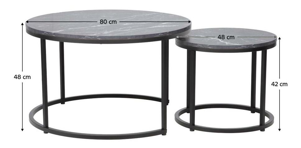 Set 2 ks konferenčních stolků Cayera (tmavě šedá + černá)