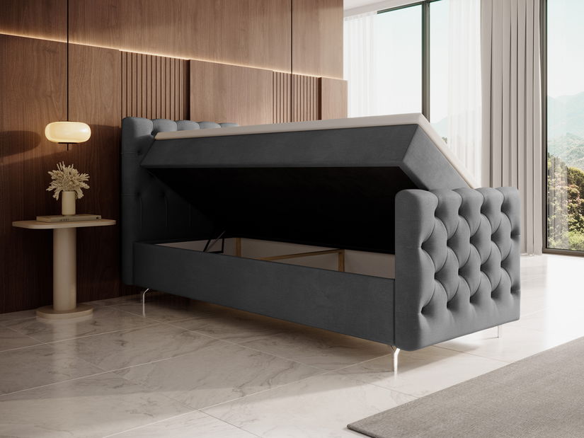 Jednolůžková postel 90 cm Clinton Bonell (tmavě šedá) (s roštem, s úl. prostorem)