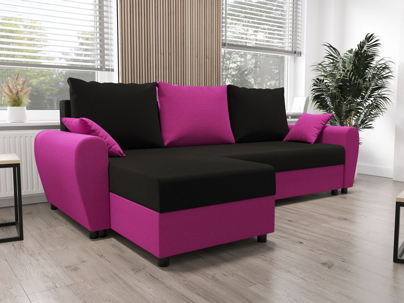 Rohová sedací souprava Fleur L (fialová + černá) (L) *výprodej