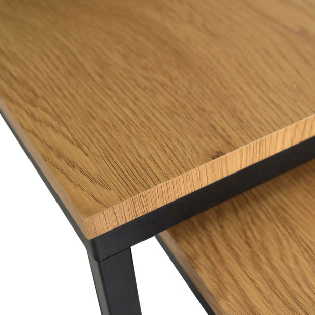 Set 2 konferenčních stolků Climas (dub zlatý + černá)