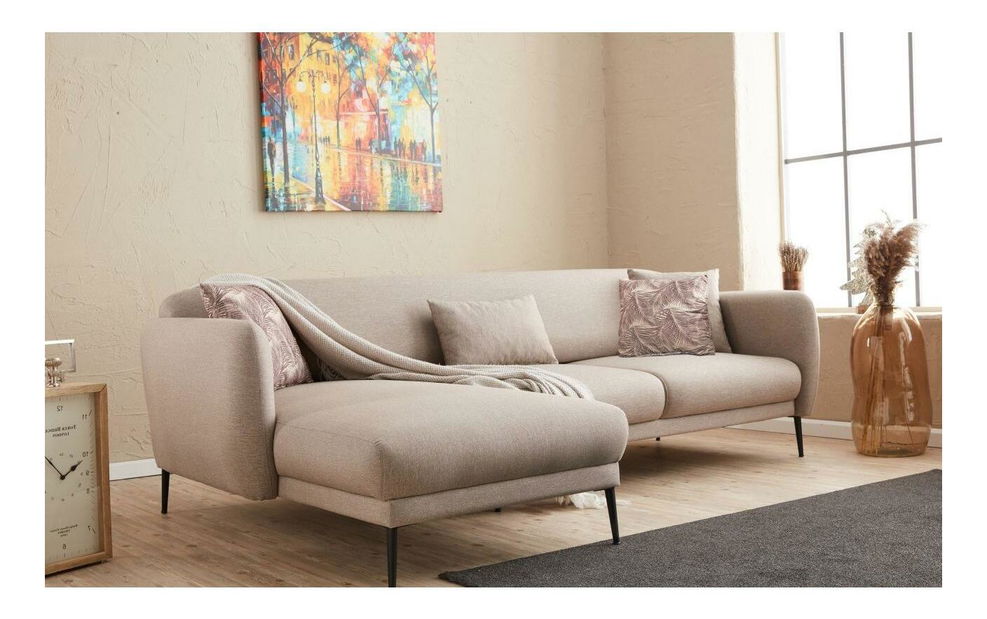 Rohová sedačka Victory (L) (krémová + černá)