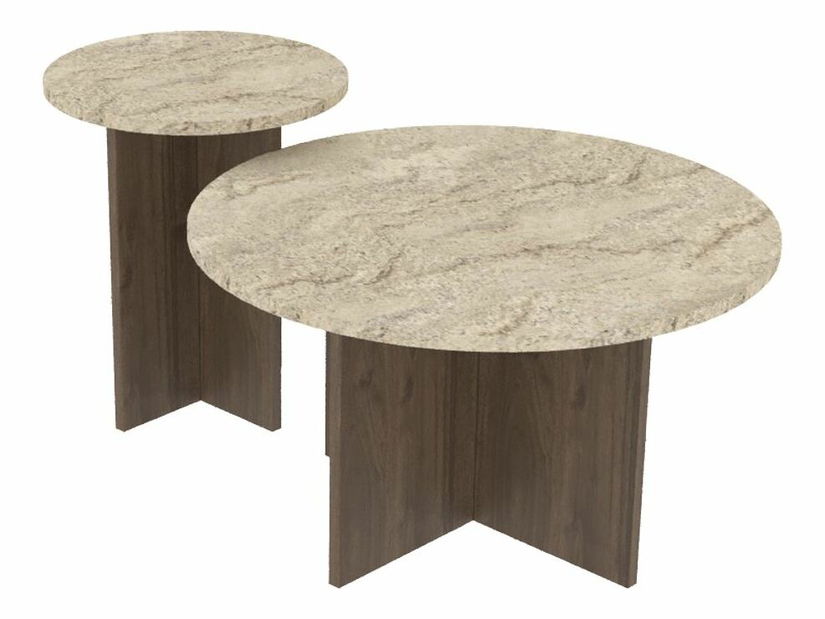 Set 2ks. konferenčních stolků Priva (travertin + ořech)