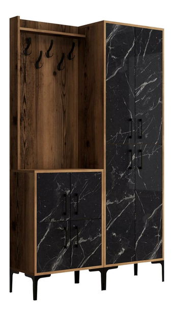 Předsíňová stěna Betina BA (ořech + černá)