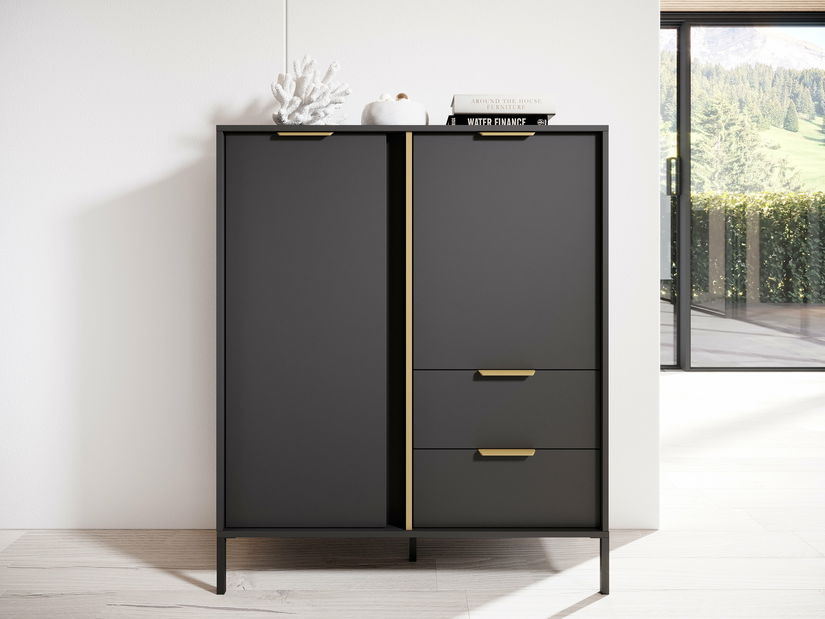 Komoda Lyran 2D2S (antracit + zlatá)