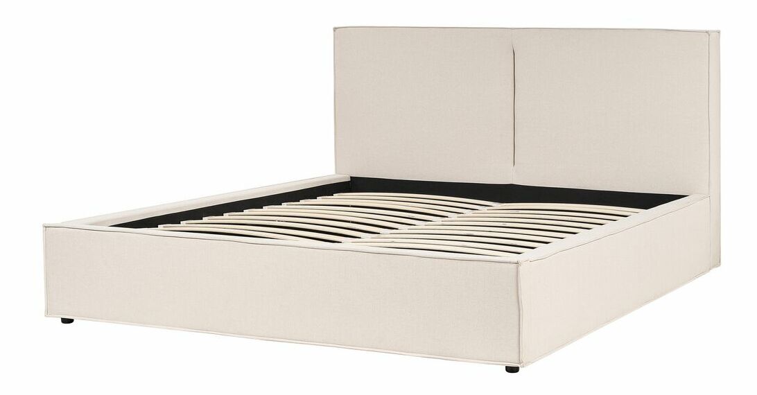 Manželská postel 180 cm Moiza (béžová) (s roštem) (s úl. prostorem)