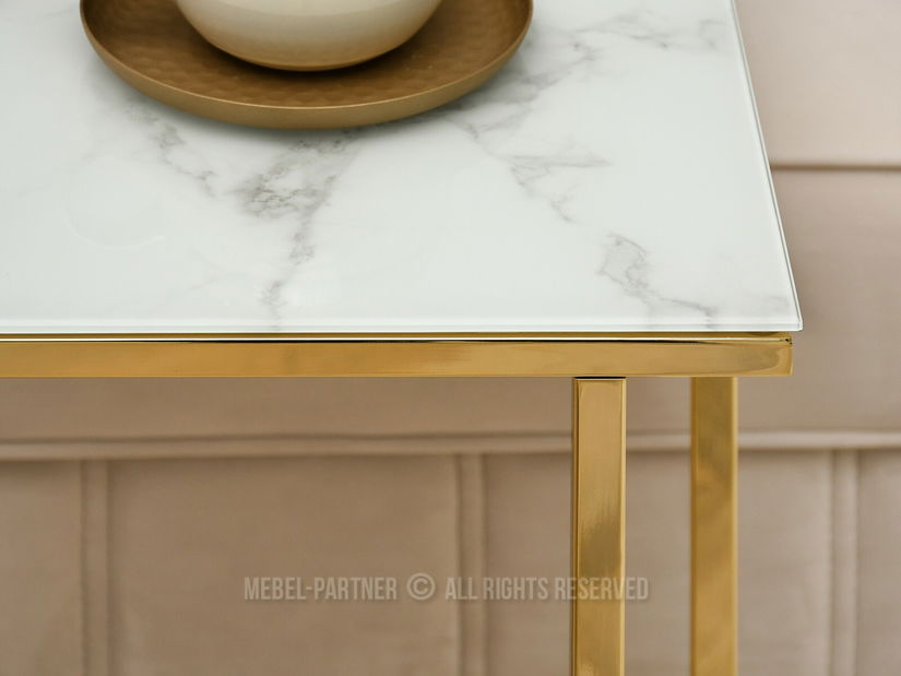 Konferenční stolek Vasho (bílá + zlatá)