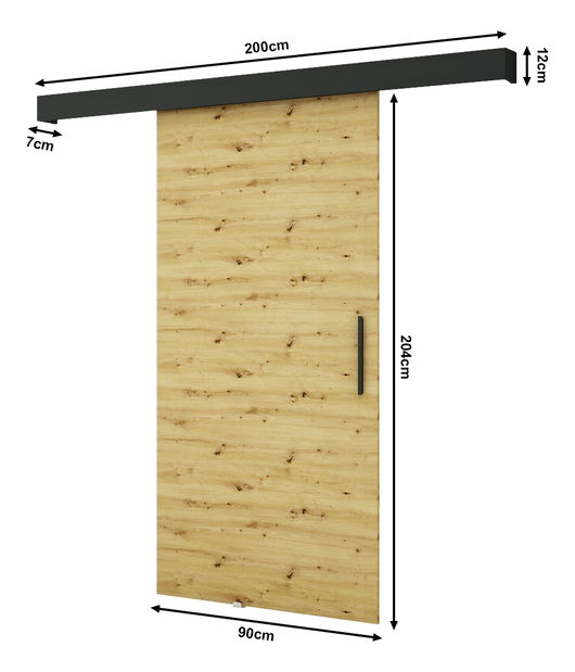 Posuvné dveře 90 cm Louis I (craft zlatý + černá matná + černá matná)