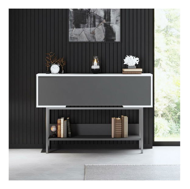 Konzolový stolek Flair 2 (antracit + bílá + stříbrná)