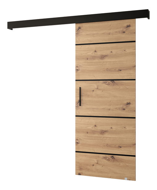 Posuvné dveře 90 cm Sharlene IV (dub artisan + černá matná + černá)