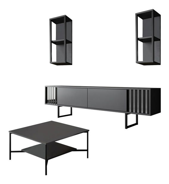 Sestava nábytku do obývacího pokoje Chromatic (Antracit + Černá)