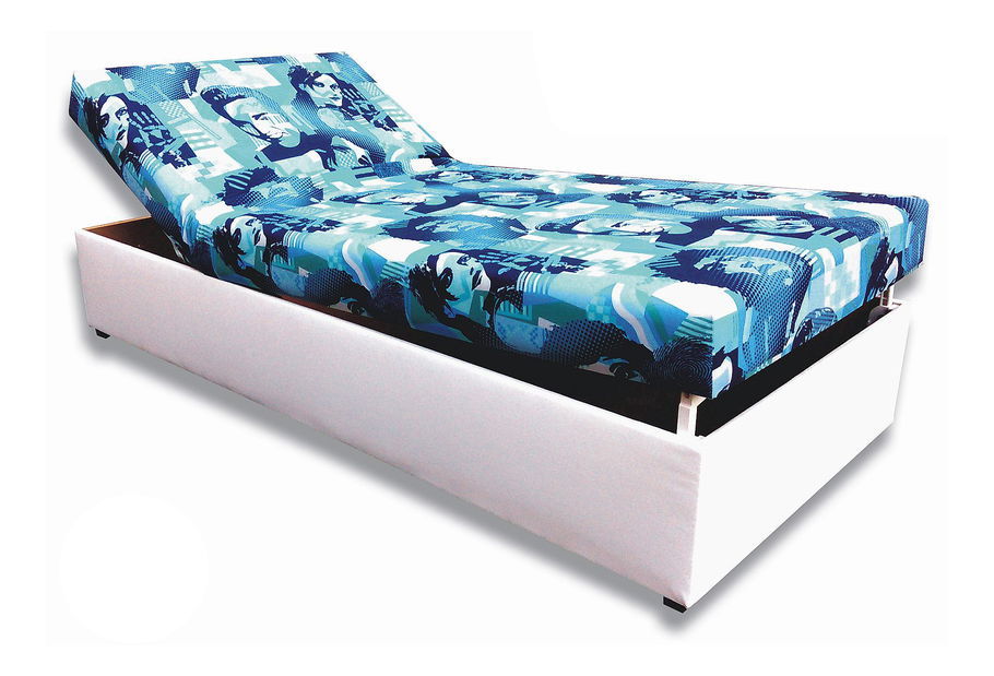 Jednolůžková postel (válenda) 80 cm Darcy (Bílá koženka + Elmo 2)